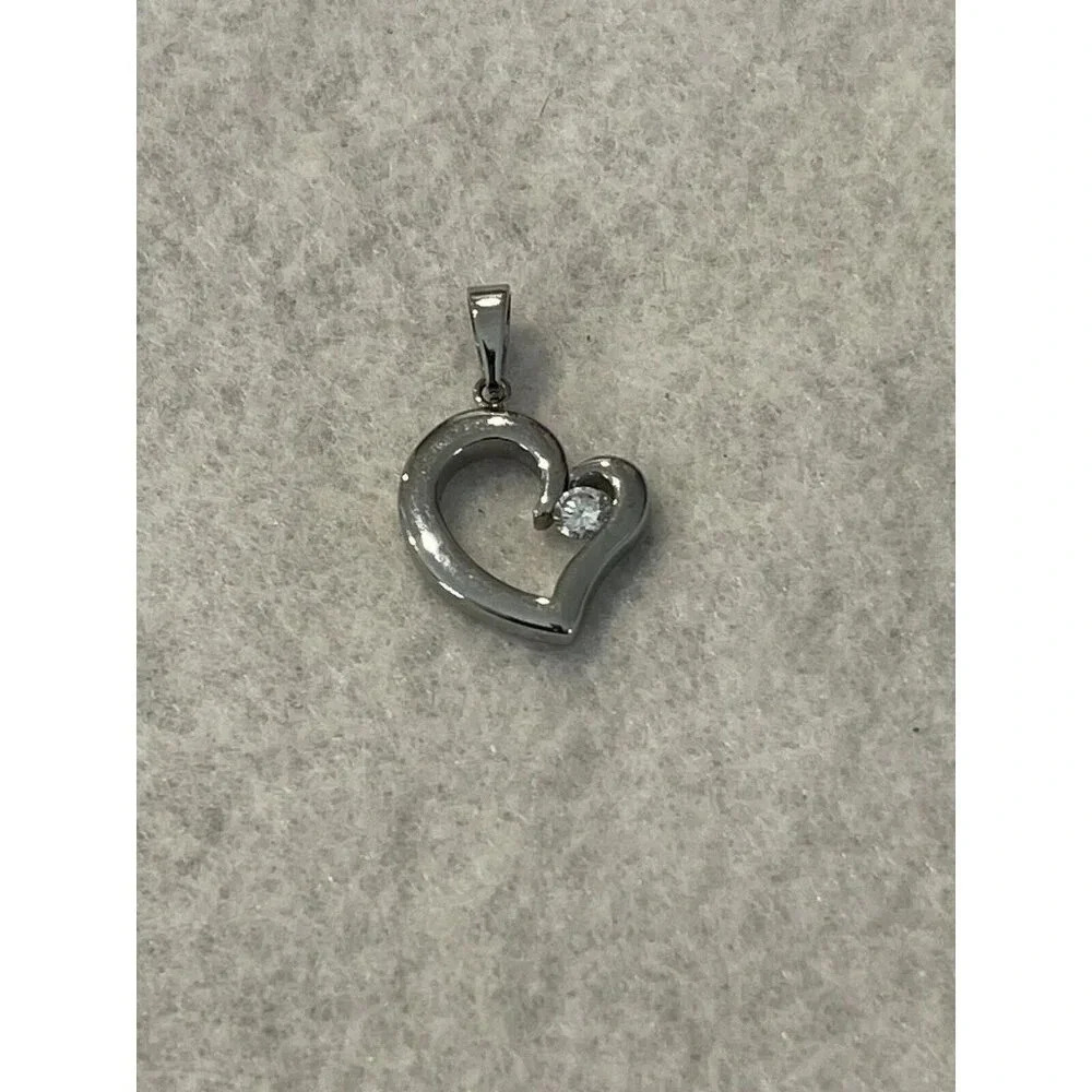 Womens Heart Pendant Stainless Steel Pendant Cubic Zirconia Jewelry